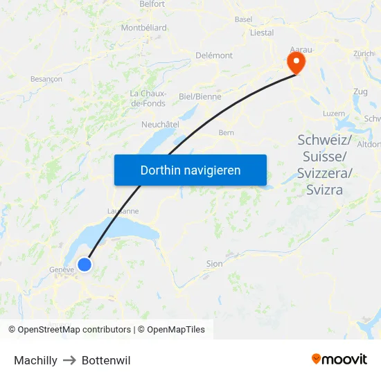 Machilly to Bottenwil map