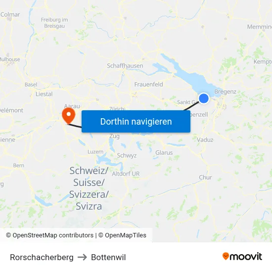 Rorschacherberg to Bottenwil map