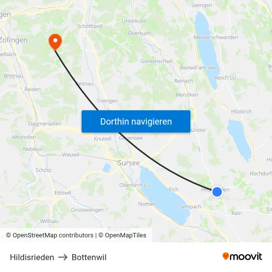 Hildisrieden to Bottenwil map