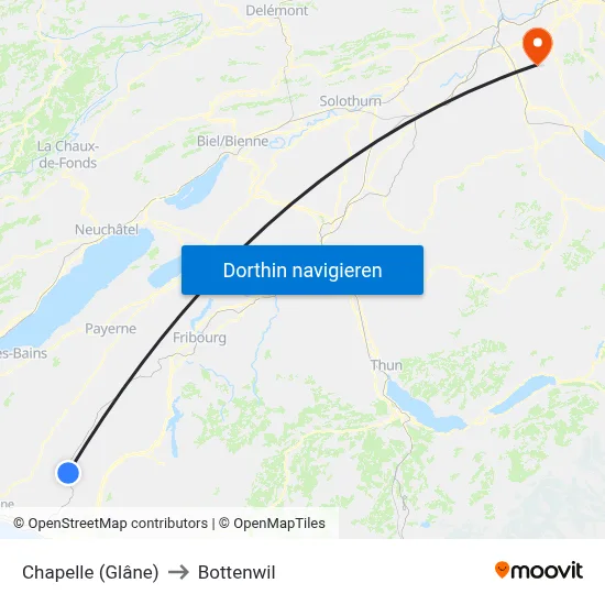 Chapelle (Glâne) to Bottenwil map