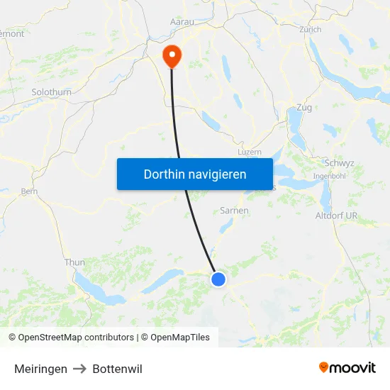 Meiringen to Bottenwil map