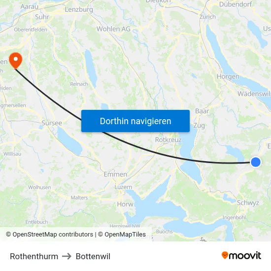 Rothenthurm to Bottenwil map