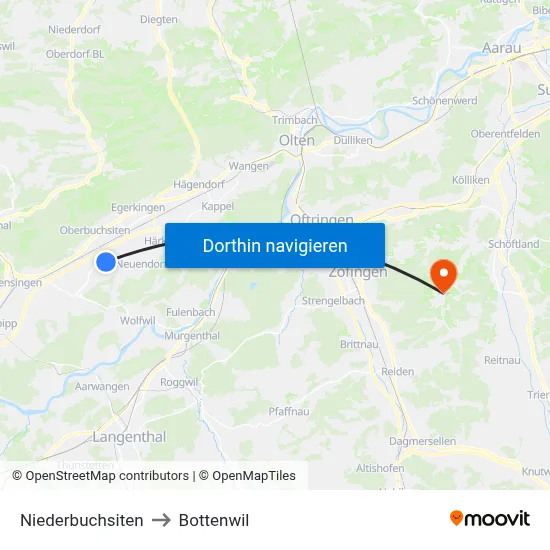 Niederbuchsiten to Bottenwil map
