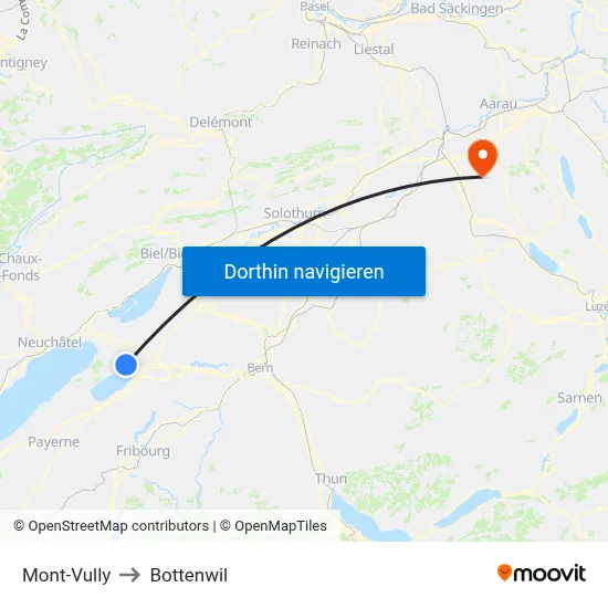 Mont-Vully to Bottenwil map