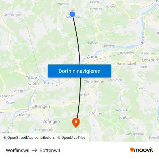 Wölflinswil to Bottenwil map