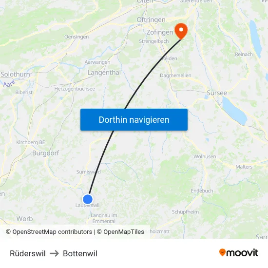 Rüderswil to Bottenwil map