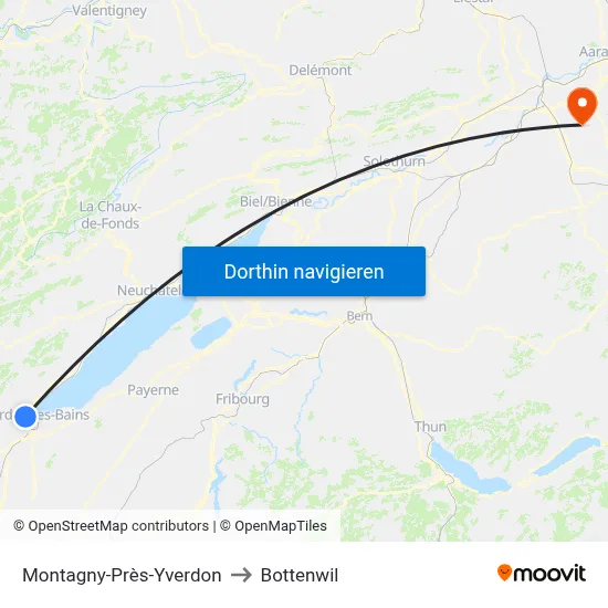 Montagny-Près-Yverdon to Bottenwil map