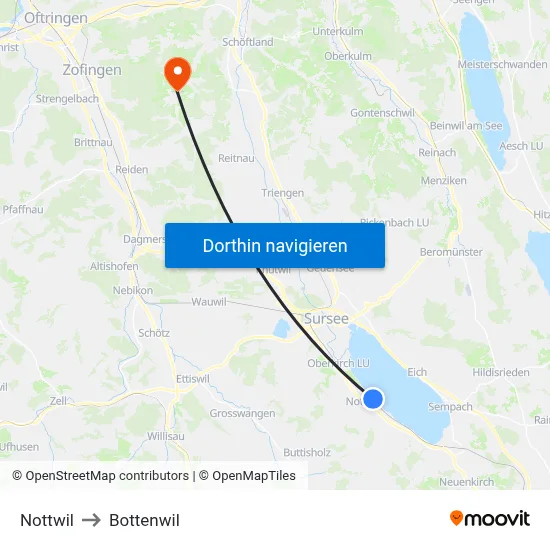 Nottwil to Bottenwil map