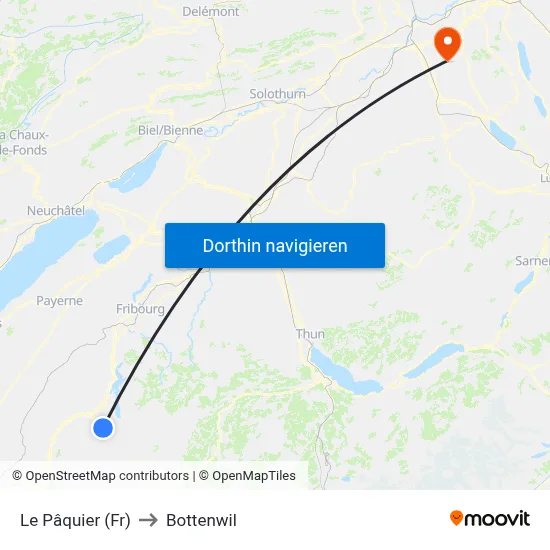 Le Pâquier (Fr) to Bottenwil map