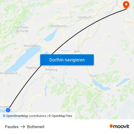 Paudex to Bottenwil map