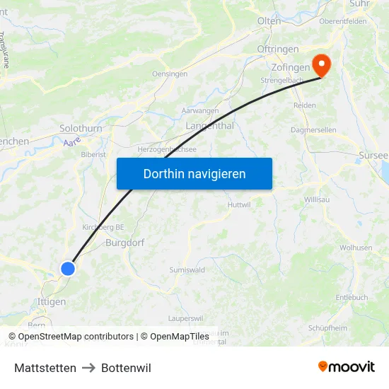 Mattstetten to Bottenwil map
