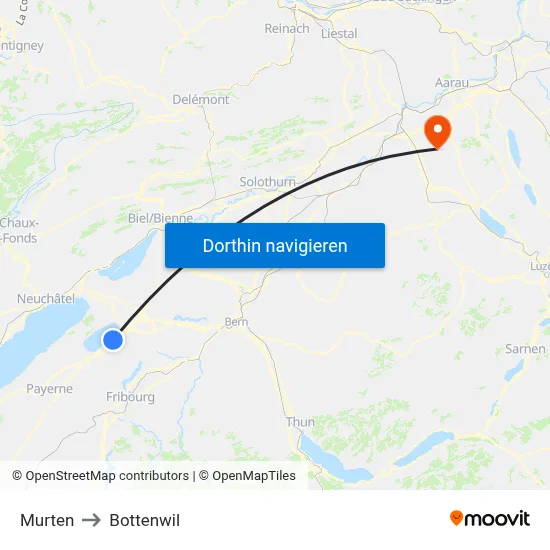 Murten to Bottenwil map