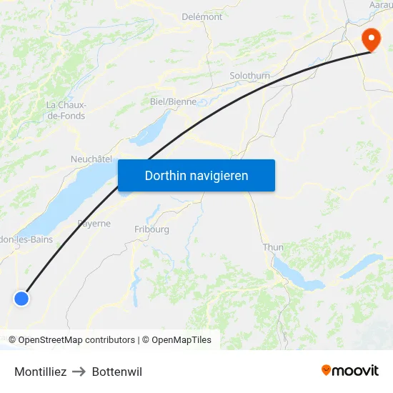 Montilliez to Bottenwil map