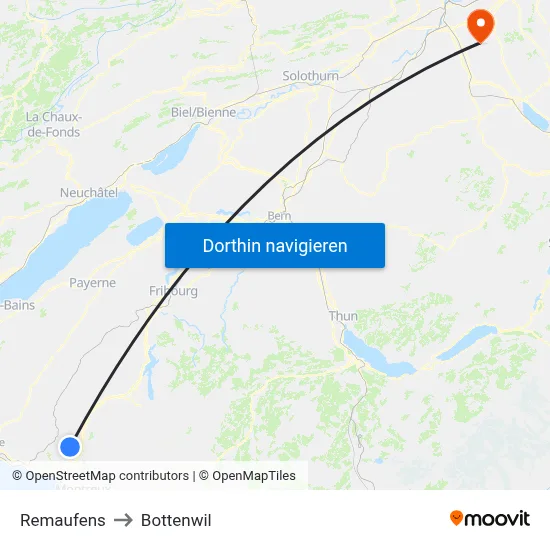 Remaufens to Bottenwil map
