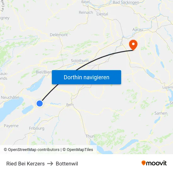 Ried Bei Kerzers to Bottenwil map