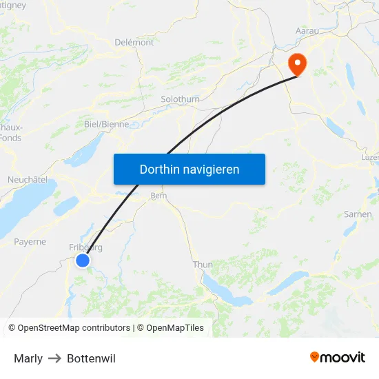 Marly to Bottenwil map