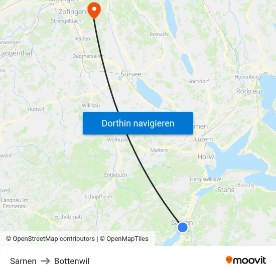 Sarnen to Bottenwil map