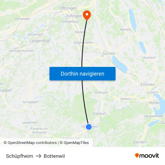 Schüpfheim to Bottenwil map