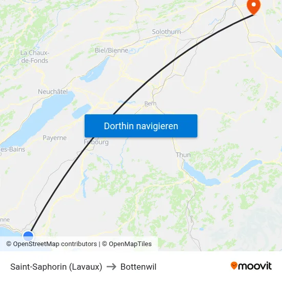 Saint-Saphorin (Lavaux) to Bottenwil map
