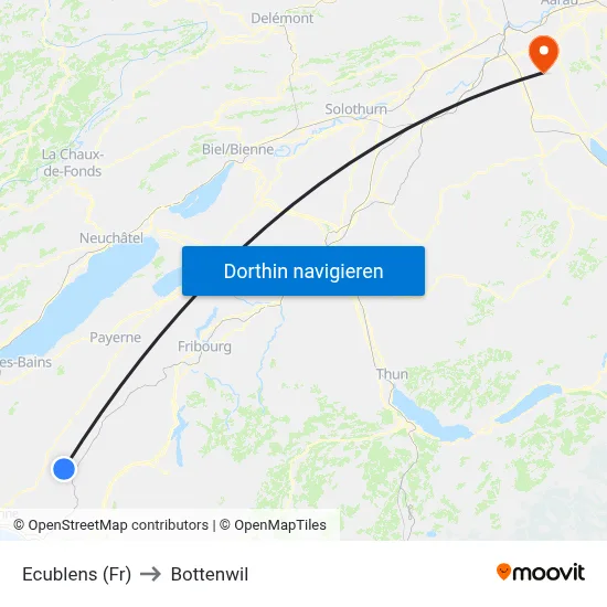 Ecublens (Fr) to Bottenwil map
