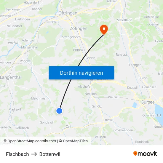 Fischbach to Bottenwil map