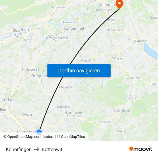 Konolfingen to Bottenwil map