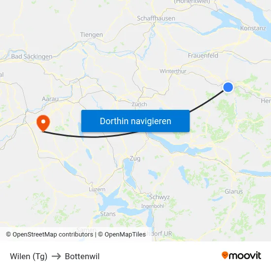 Wilen (Tg) to Bottenwil map