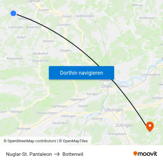 Nuglar-St. Pantaleon to Bottenwil map