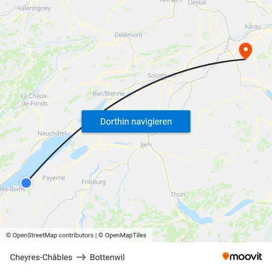 Cheyres-Châbles to Bottenwil map