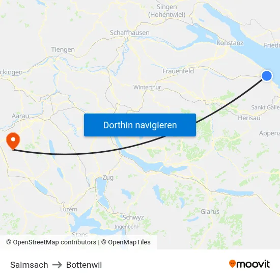 Salmsach to Bottenwil map