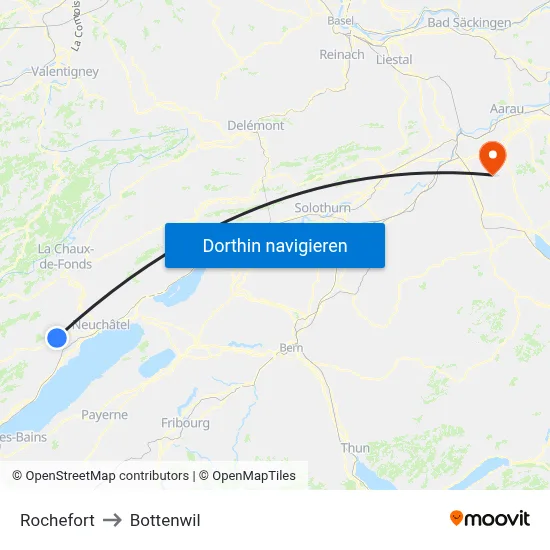 Rochefort to Bottenwil map