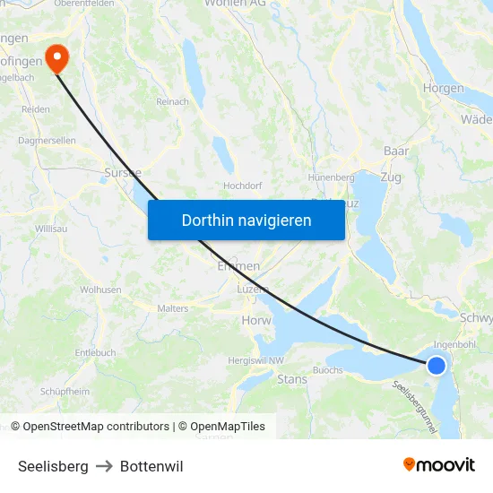 Seelisberg to Bottenwil map