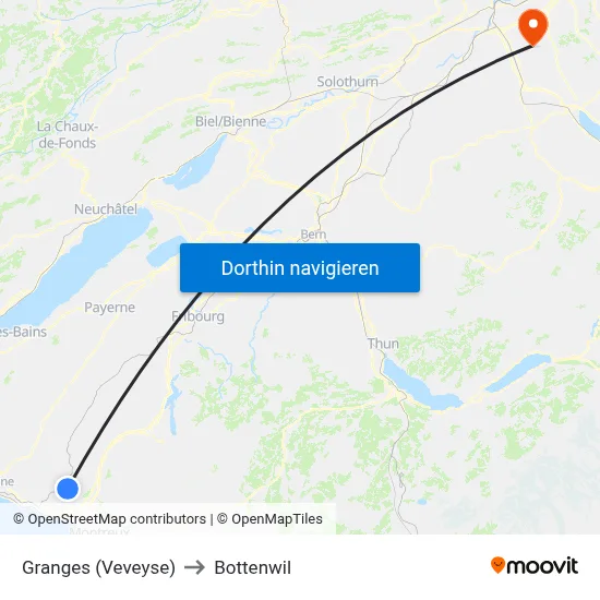 Granges (Veveyse) to Bottenwil map