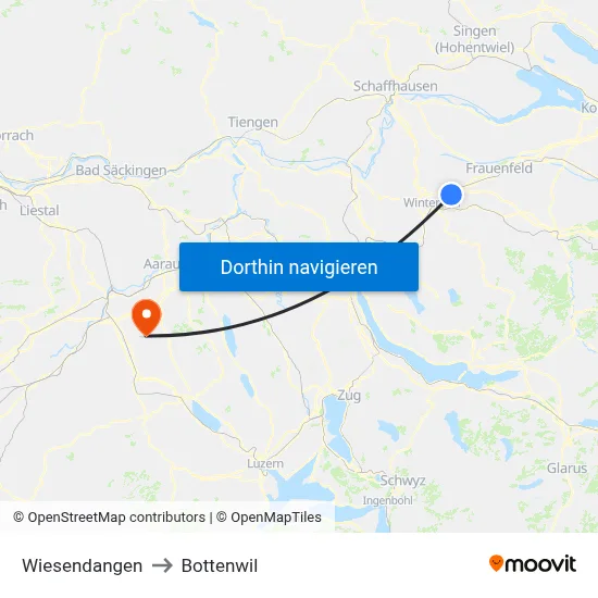 Wiesendangen to Bottenwil map