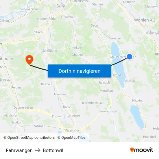 Fahrwangen to Bottenwil map