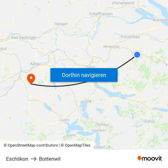Eschlikon to Bottenwil map