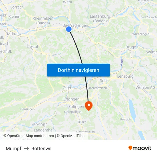Mumpf to Bottenwil map