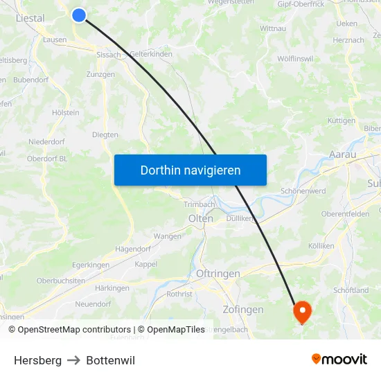 Hersberg to Bottenwil map