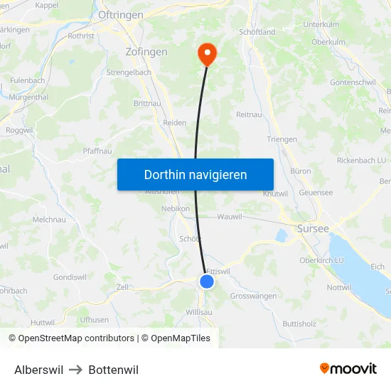 Alberswil to Bottenwil map