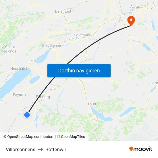 Villorsonnens to Bottenwil map