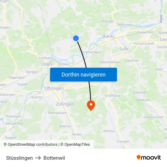 Stüsslingen to Bottenwil map