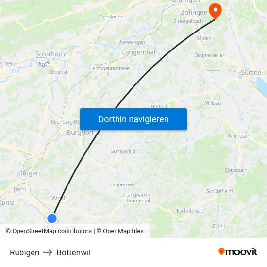 Rubigen to Bottenwil map