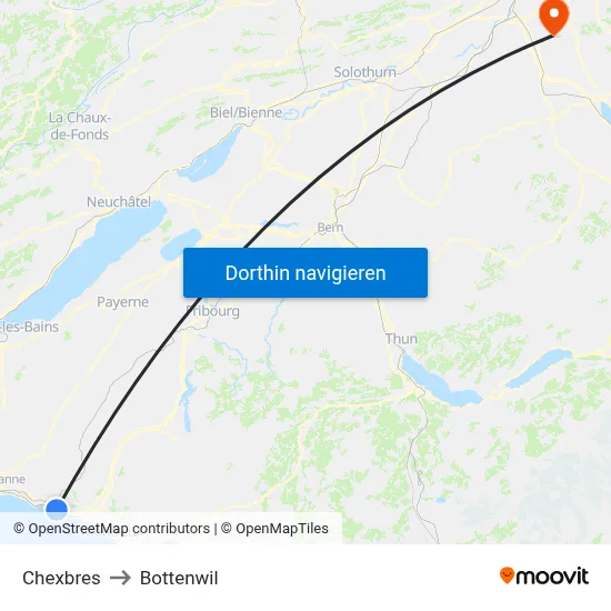 Chexbres to Bottenwil map