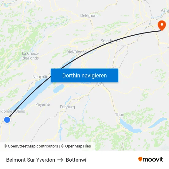 Belmont-Sur-Yverdon to Bottenwil map