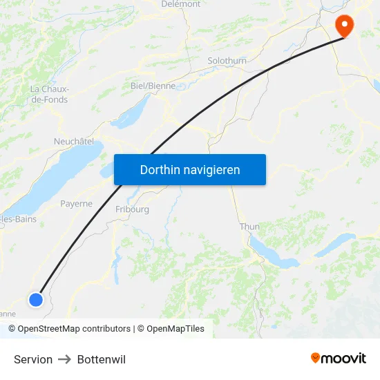 Servion to Bottenwil map