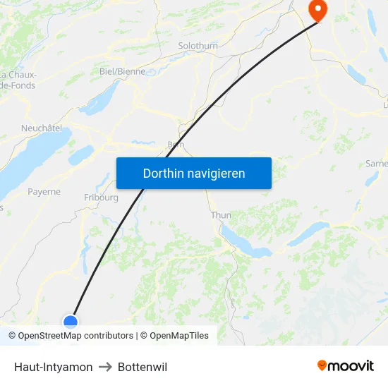 Haut-Intyamon to Bottenwil map