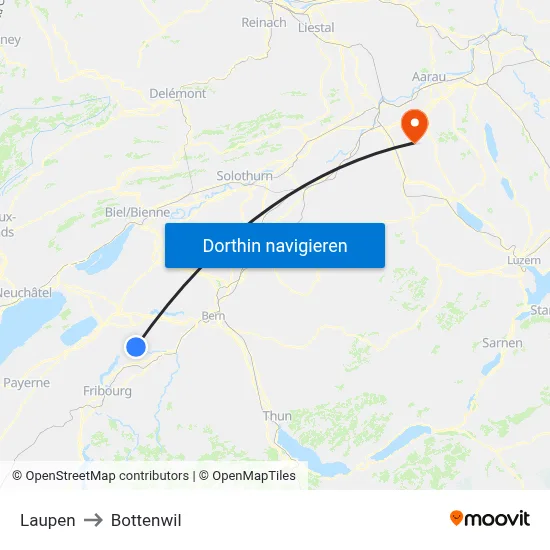 Laupen to Bottenwil map