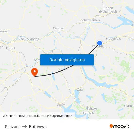 Seuzach to Bottenwil map