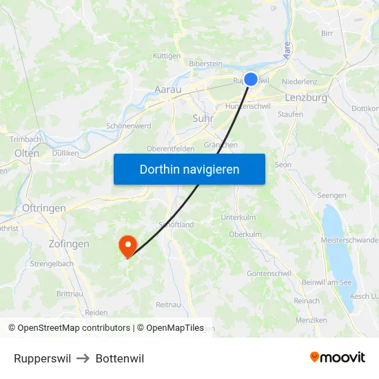 Rupperswil to Bottenwil map