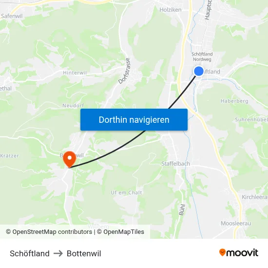 Schöftland to Bottenwil map